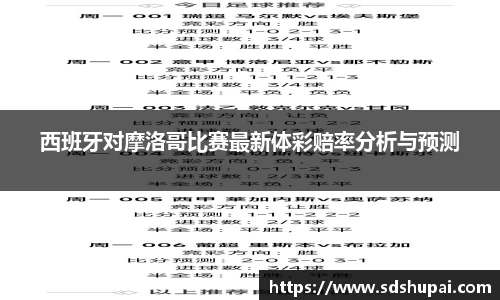 西班牙对摩洛哥比赛最新体彩赔率分析与预测